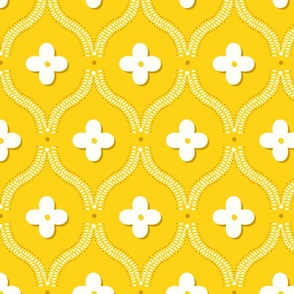 quatrefoil trellis/bright yellow background/large