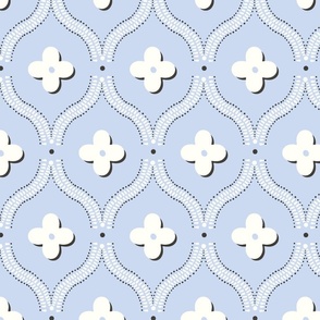 quatrefoil trellis/baby blue background/large