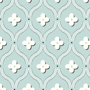 quatrefoil trellis/soft mint background/large