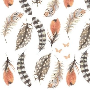 Boho Feathers (White Background)