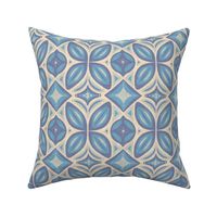 Abstract Bohemian Butterfly Visually Linen Textured in Colonial Sky Blue and Blue Gray on Cream