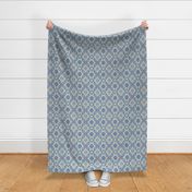 Abstract Bohemian Butterfly Visually Linen Textured in Colonial Sky Blue and Blue Gray on Cream