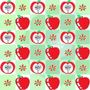 RED APPLES IN THE KITCHEN WALLPAPER