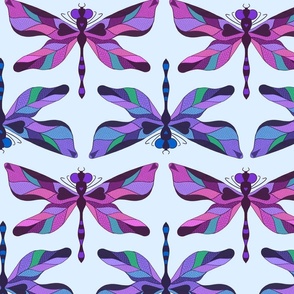 Dragonflies-Purple and Blue on Powder Blue large