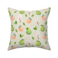 pear and peach vintage fruit kitchen pattern