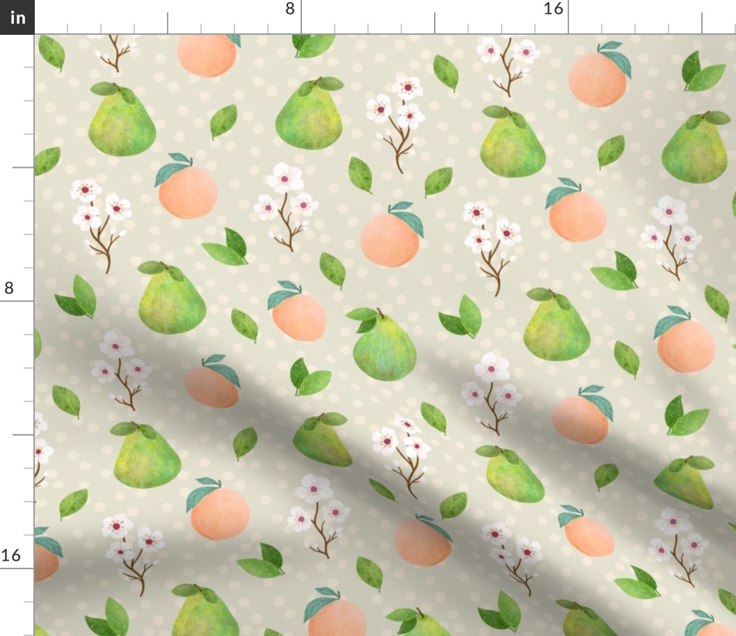 pear and peach vintage fruit kitchen pattern