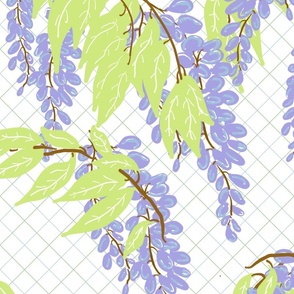 Pastel comfort wisteria small green blue grid