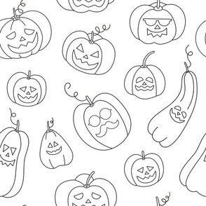 Halloween, Black and White Pumpkin Pattern