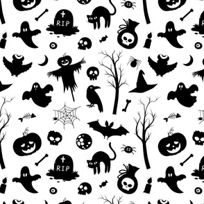 Halloween Silhouettes Black and White