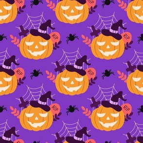 Purple and Orange Pumpkin Halloween Pattern