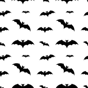 Halloween Vampire Bats, Black and White