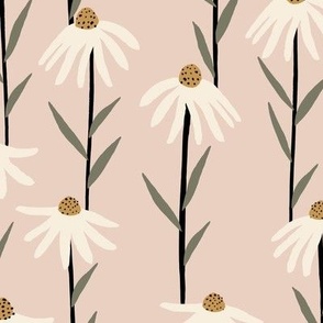 Retro Daisies in Blush - Large Scale
