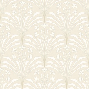 Art Deco Floral Light Cream Ivory