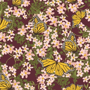 Monarch Ditsy Floral_BLUSH + DEEP PLUM
