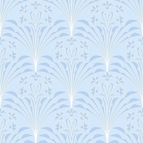 Art Deco Floral Light Misty Blue Ivory
