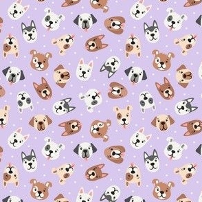 (3/4" scale) puppy dogs - cute dogs - lavender - C22