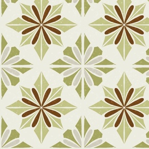 Retro diamond vintage  olive green_brown_Small