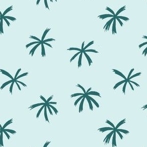 Palm Tree Fronds in Teal Green and Sea Foam