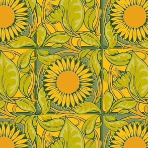 vintage sunflower tile