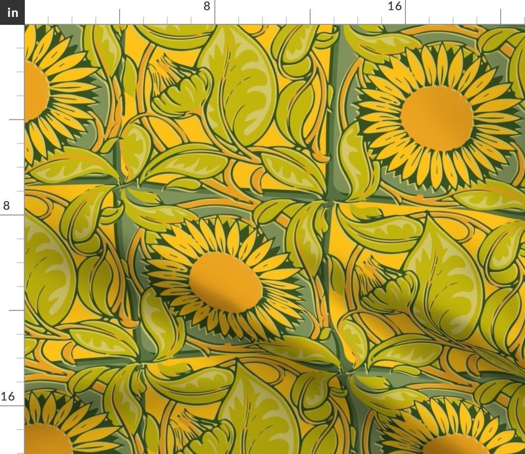 vintage sunflower tile