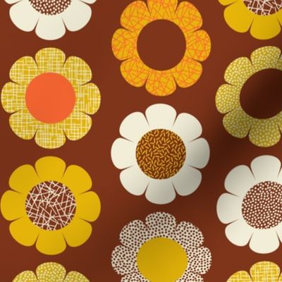 Vintage Nostalgia Patterned Flowers - Medium - Brown