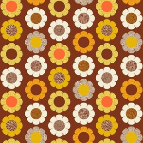 Vintage Nostalgia Patterned Flowers - Medium - Brown
