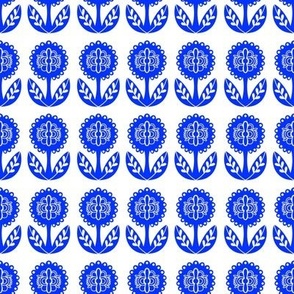 Retro Scandinavian Royal Blue Flower