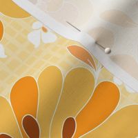 Marigold Retro 70s cottagecore Large Scale Orange yellow brown on yellow wallpaper by Jac Slade