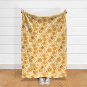 Marigold Retro 70s cottagecore Large Scale Orange yellow brown on yellow wallpaper by Jac Slade