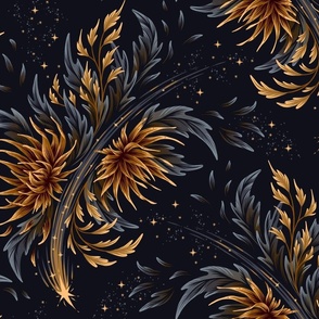 Floral Supernova - Gold Grey 