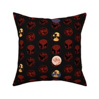 M-Japandi polka dots with cherry tree and geisha_black_medium scale (14 in)_for home decor and sewing.