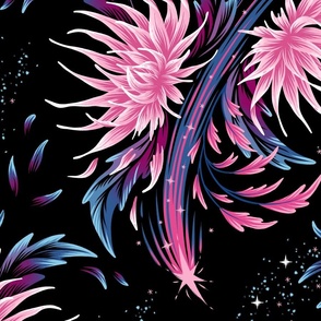 Floral Supernova - Pink Blue - LARGE