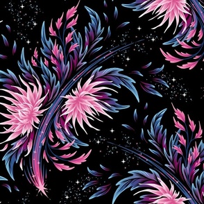 Floral Supernova - Pink Blue