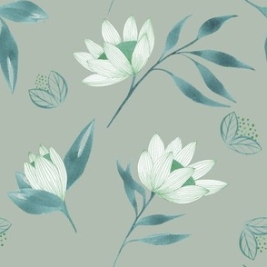 Pretty sage green florals large