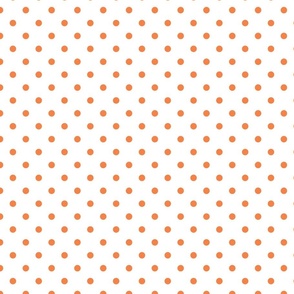 Polka Dots in Orange on White