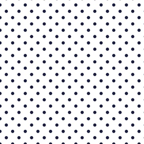 Polka Dots in Navy Blue on White 