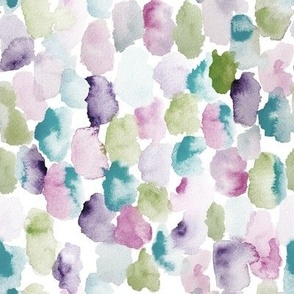 Watercolor Speckle, lime green, light petrol, lilac, purple, dab, 8x8