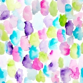 Watercolor Speckle, green, blue, purple, pink, dab, 8x8