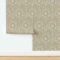 flower motif bohemian honeycomb tile pastel sage green Ecru beige LARGE