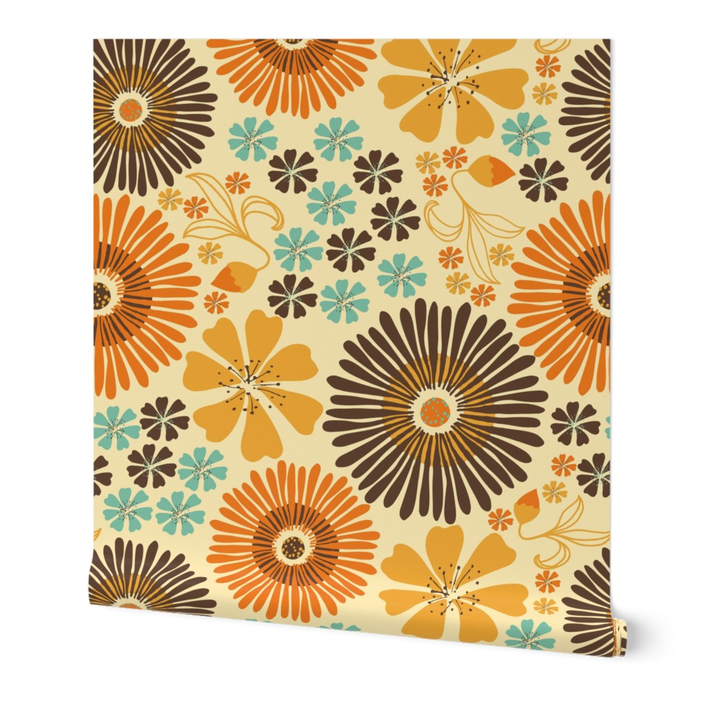 Flower power vintage 70s nostalgia - Retro floral