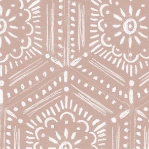 flower motif bohemian honeycomb tile dusty copper vintage pink LARGE