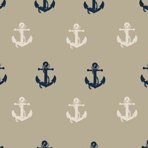 Cream and navy anchors on beige background
