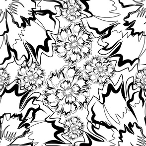 Jumbo Abstract Flowers black on white