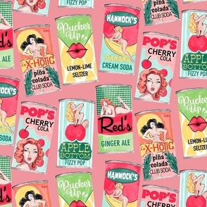 nice cans! retro pinup girls pink medium scale