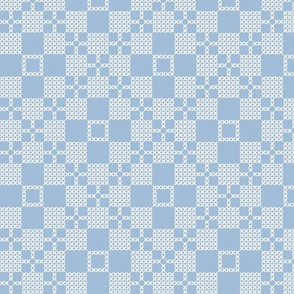 Geometric Cross Stitch  Embroidery Sky Blue White 