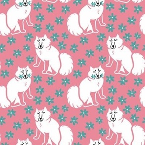 Arctic Fox Nordic style  Pink, White and Turquoise SMALL
