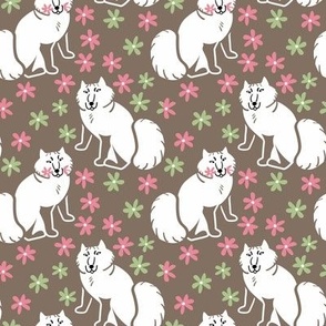 Arctic Fox Nordic style brown and pink background SMALL