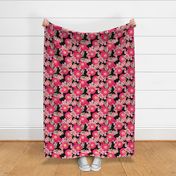 Japanese peony flower dark pink - Black  Background - Bohemian Barbie Life 