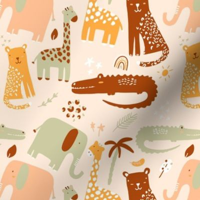 Jungle Animals Scandi Orange