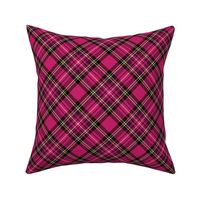 ★ HOT PINK TARTAN L (BIAS) ★ Royal Stewart inspired / Large Scale, Diagonal / Collection : Plaid ’s not dead – Classic Punk Prints